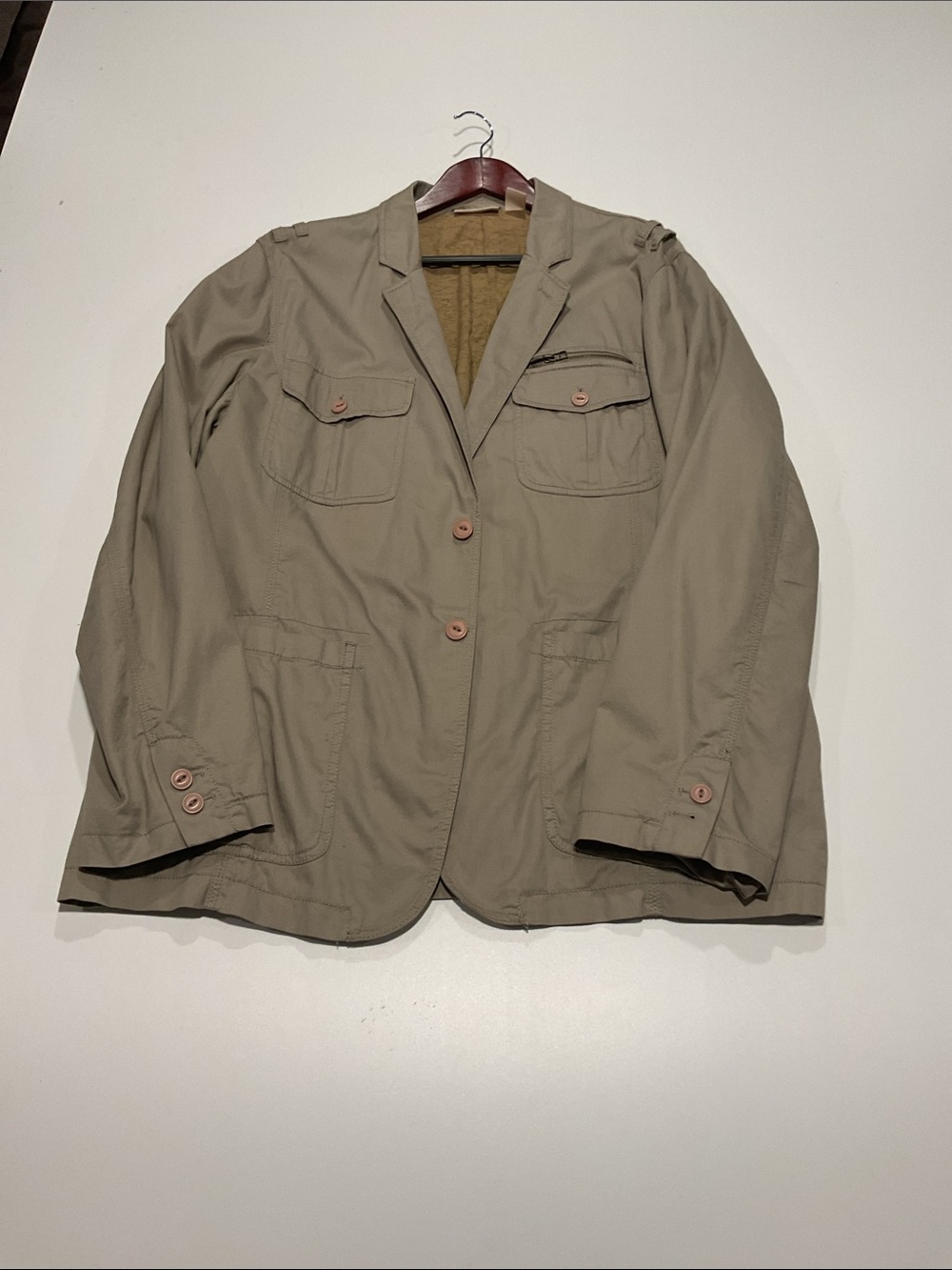 DKNY Jeans Men’s XXL Safari Utility Field Jacket Khaki Tan 4 Pocket